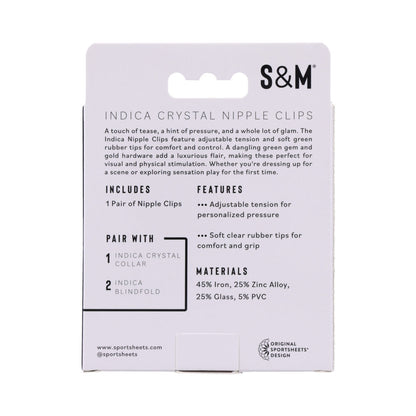 SPORTSHEETS SEX & MISCHIEF INDICA CRYSTAL NIPPLE CLIPS