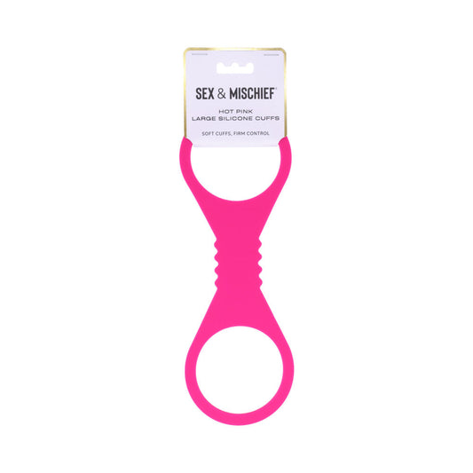 SPORTSHEETS - SEX & MISCHIEF LARGE HOT PINK SILICONE CUFFS
