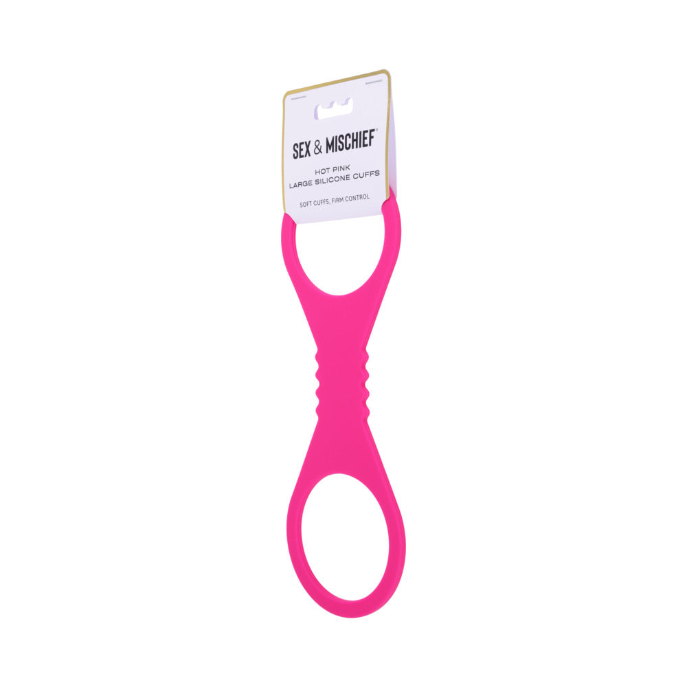 SPORTSHEETS SEX & MISCHIEF LARGE HOT PINK SILICONE CUFFS