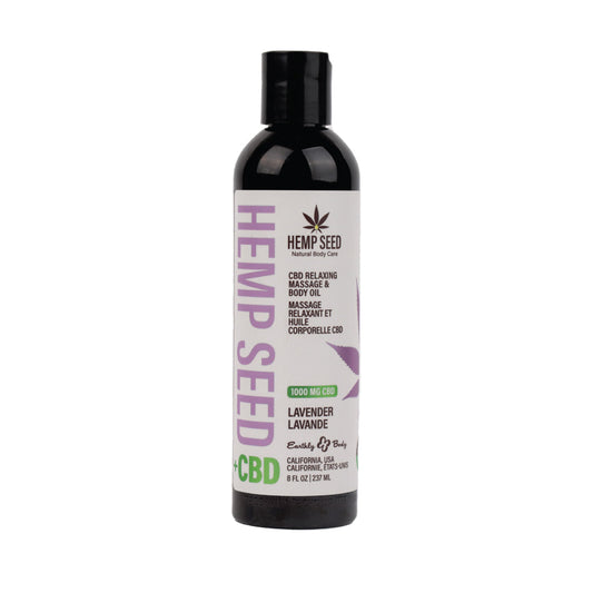 EARTHLY BODY - HEMP SEED CBD RELAXING MASSAGE AND BODY OIL LAVENDER 8 OZ.