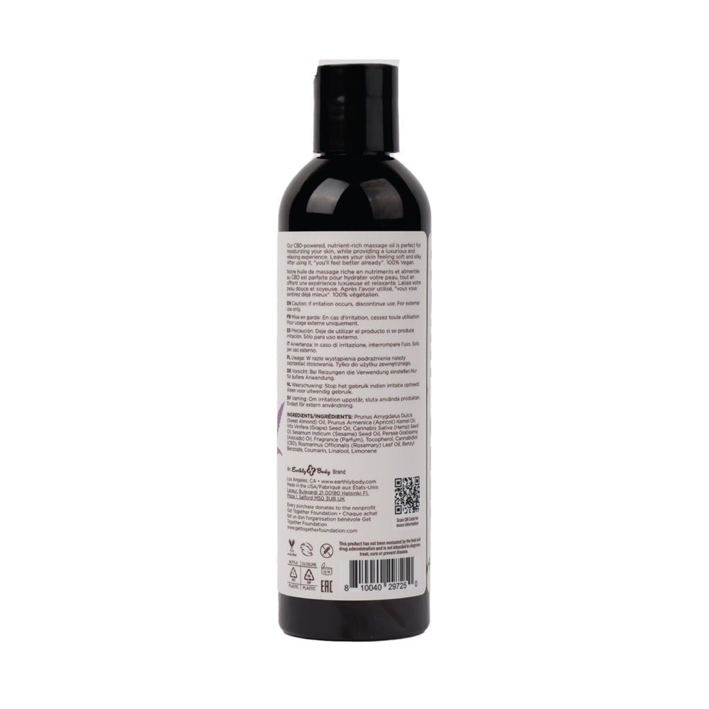 EARTHLY BODY - HEMP SEED CBD RELAXING MASSAGE AND BODY OIL LAVENDER 8 OZ.