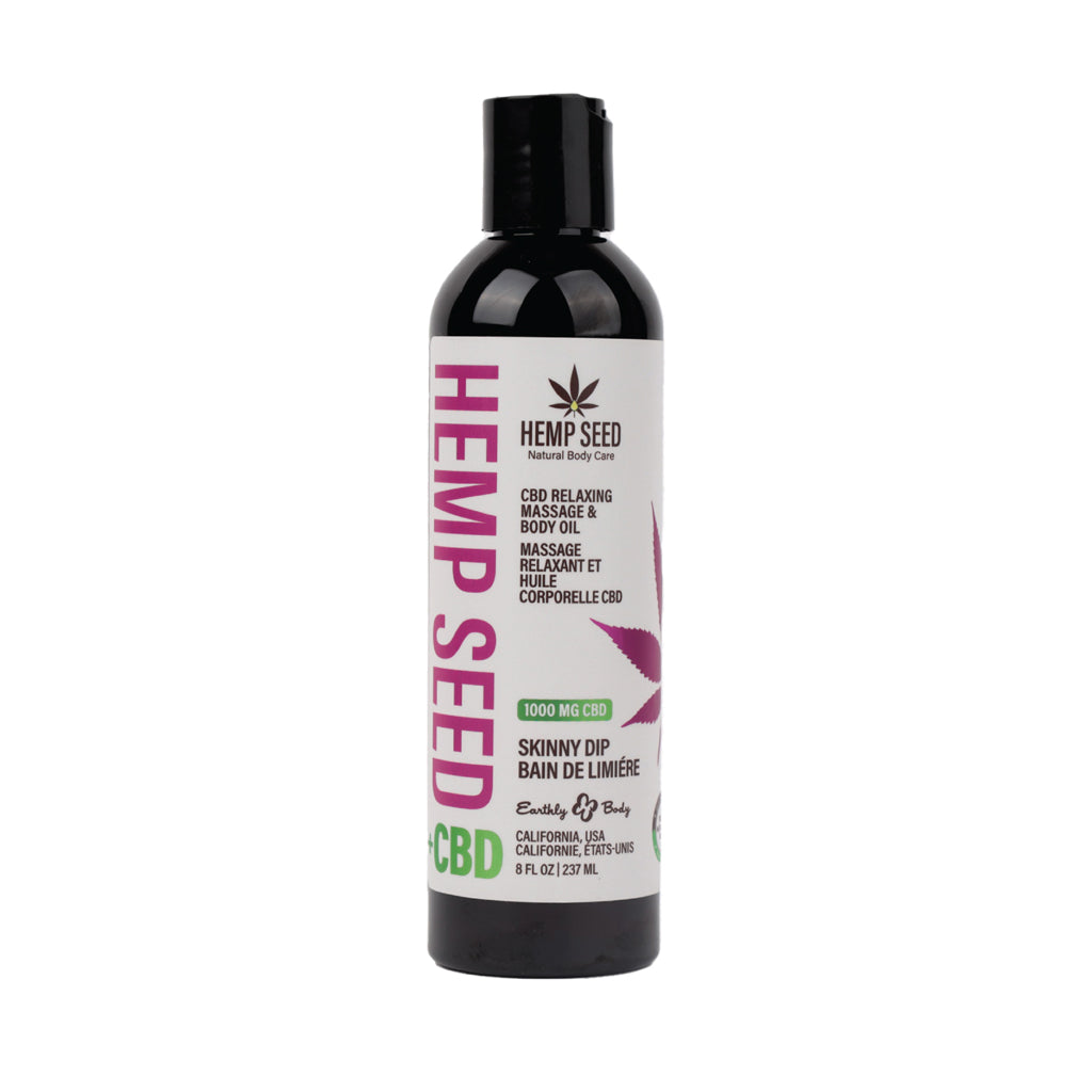 EARTHLY BODY - HEMP SEED CBD RELAXING MASSAGE AND BODY OIL SKINNY DIP 8 OZ.