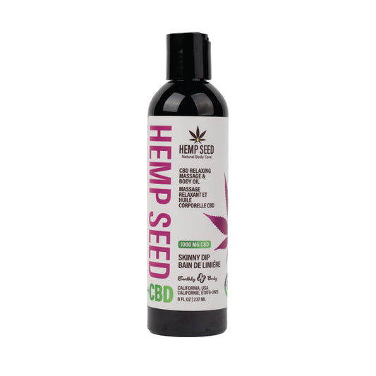 EARTHLY BODY - HEMP SEED CBD RELAXING MASSAGE AND BODY OIL SKINNY DIP 8 OZ.