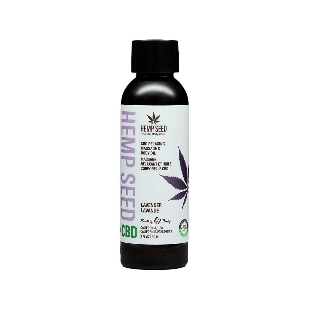 EARTHLY BODY - HEMP SEED CBD RELAXING MASSAGE AND BODY OIL LAVENDER 2 OZ.