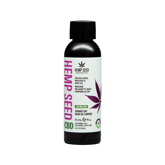 EARTHLY BODY HEMP SEED CBD RELAXING MASSAGE AND BODY OIL SKINNY DIP 2 OZ.