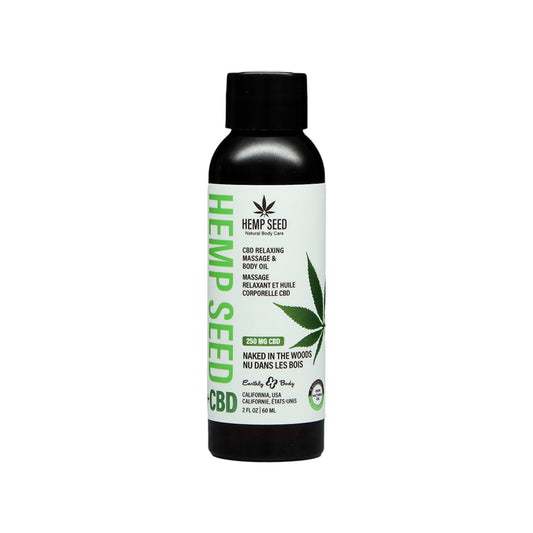 EARTHLY BODY - HEMP SEED CBD RELAXING MASSAGE AND BODY OIL NAKED IN THE WOODS 2 OZ.