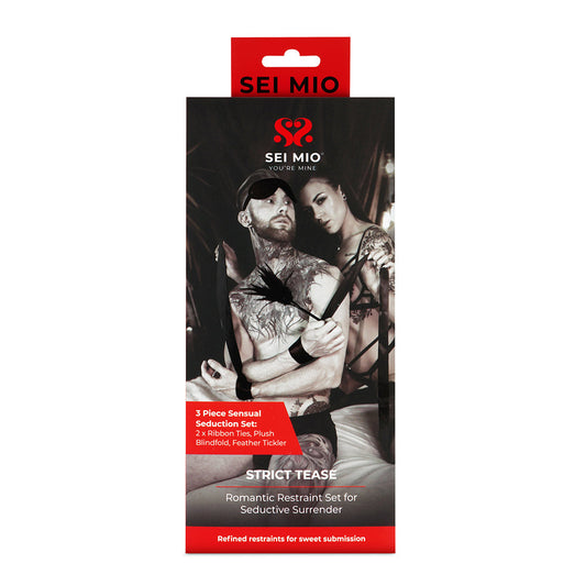 CREATIVE CONCEPTIONS - SEI MIO STRICT TEASE RIBBON TIES, BLINDFOLD AND TICKLER KIT