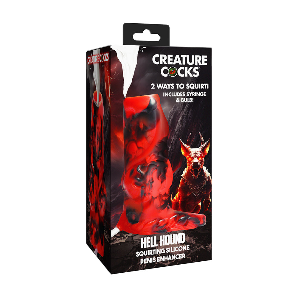 XR BRANDS - CREATURE COCKS HELL HOUND SQUIRTING SILICONE PENIS ENHANCER RED
