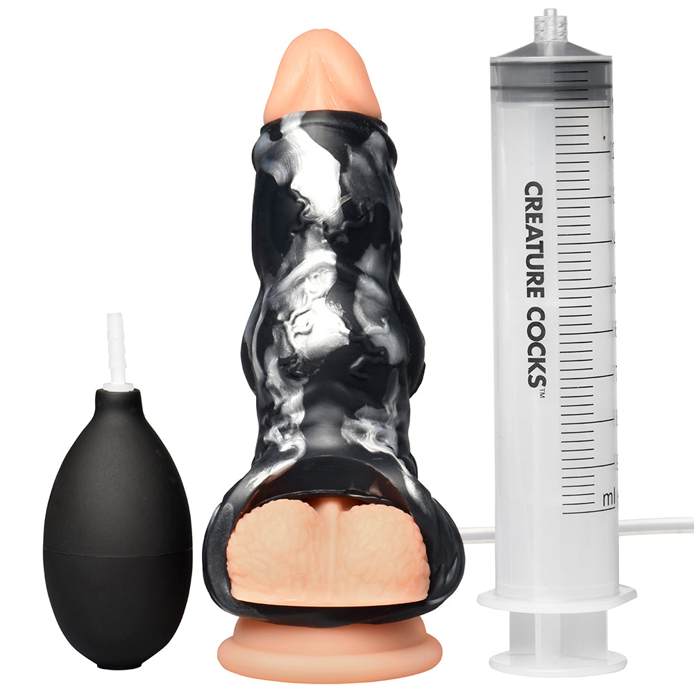 XR BRANDS - CREATURE COCKS NIGHT PROWLER SQUIRTING SILICONE PENIS ENHANCER SILVER