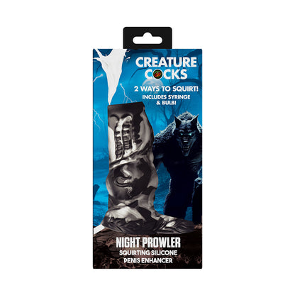 XR BRANDS - CREATURE COCKS NIGHT PROWLER SQUIRTING SILICONE PENIS ENHANCER SILVER