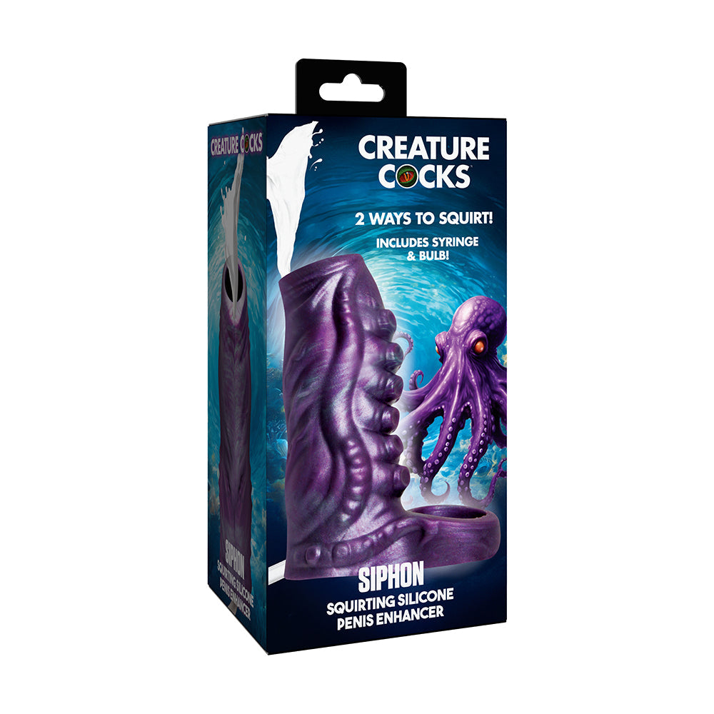 XR BRANDS - CREATURE COCKS SIPHON TENTACLE SQUIRTING SILICONE PENIS ENHANCER PURPLE