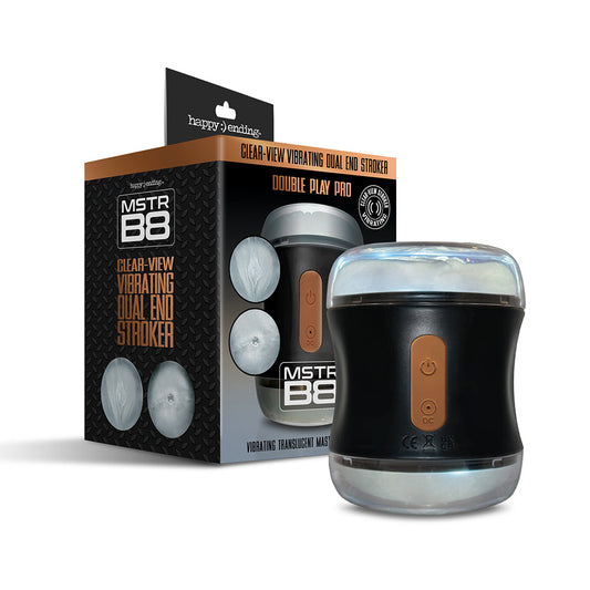 NOVEDADES GLOBALES - MSTR B8 MASTURBADOR VIBRADOR DE DOBLE EXTREMO CON VISTA CLARA, DOBLE JUEGO PRO