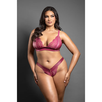 FANTASY LINGERIE - DOMINA BRALETTE & PANTY WITH ZIPPER DETAILS BERRY