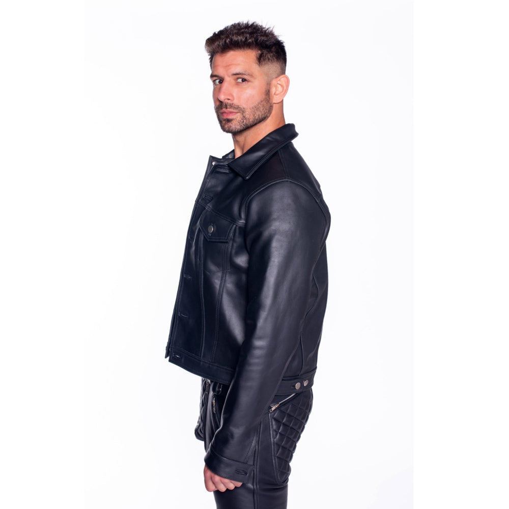 PROWLER RED LEATHER TRUCKER JACKET XL