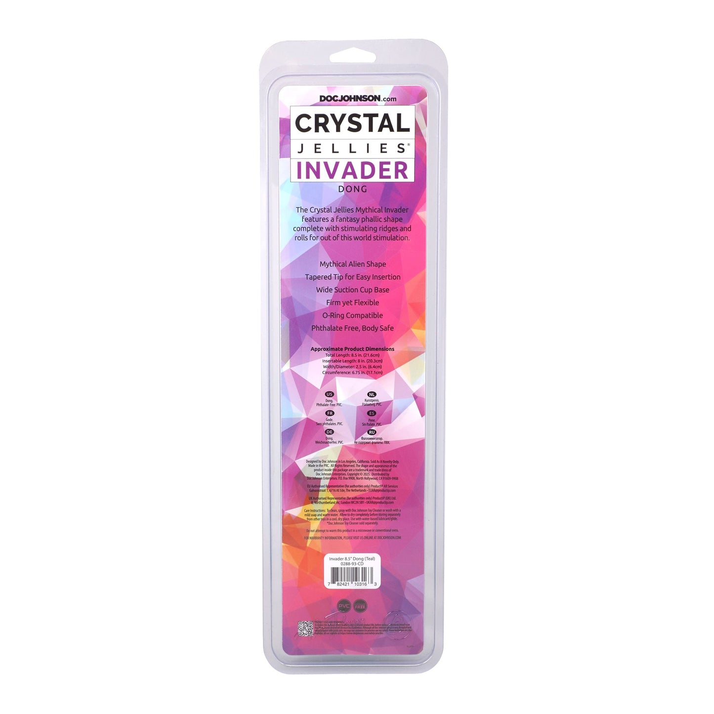 CRYSTAL JELLIES INVADER 8.5 IN. DILDO TEAL