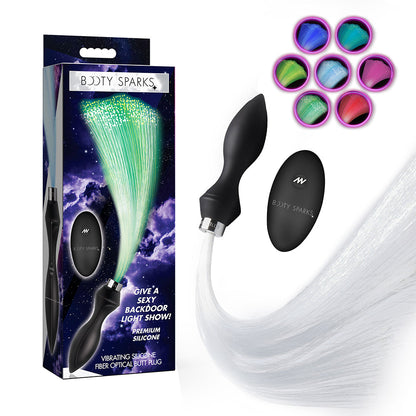 XR BRANDS - BOOTY SPARKS VIBRATING SILICONE OPTICAL FIBER BUTT PLUG