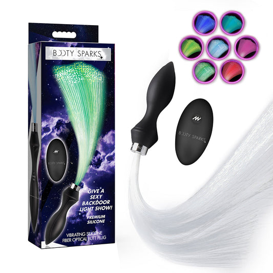 XR BRANDS - BOOTY SPARKS VIBRATING SILICONE OPTICAL FIBER BUTT PLUG