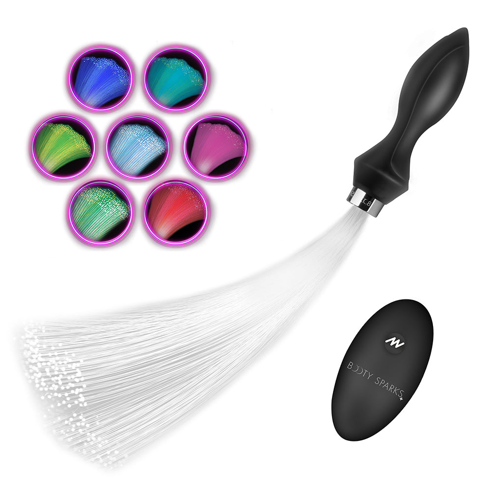 XR BRANDS - BOOTY SPARKS VIBRATING SILICONE OPTICAL FIBER BUTT PLUG