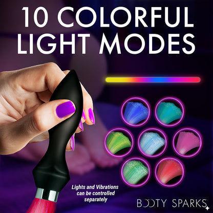 XR BRANDS - BOOTY SPARKS VIBRATING SILICONE OPTICAL FIBER BUTT PLUG