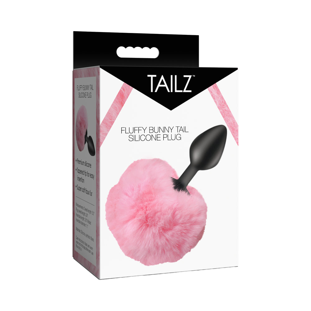 XR BRANDS - TAILZ FLUFFY BUNNY TAIL SILICONE PLUG PINK