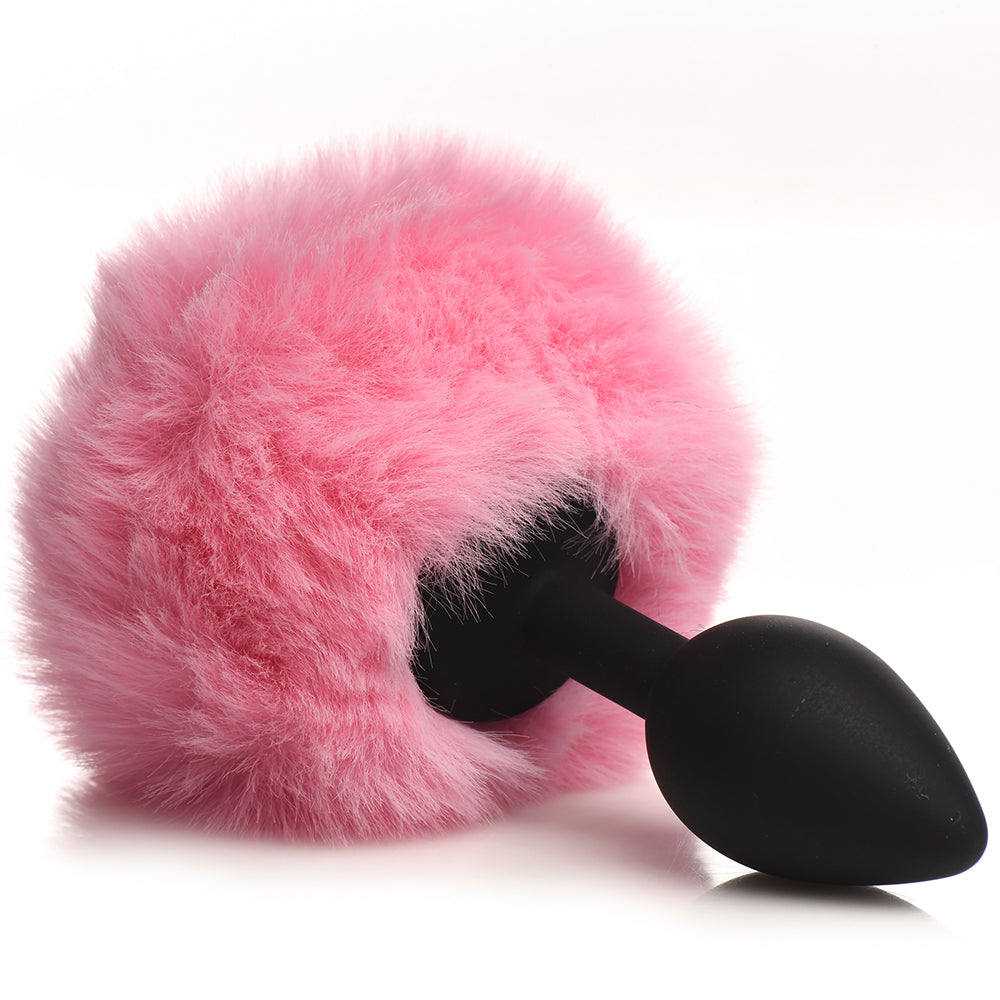 XR BRANDS - TAILZ FLUFFY BUNNY TAIL SILICONE PLUG PINK