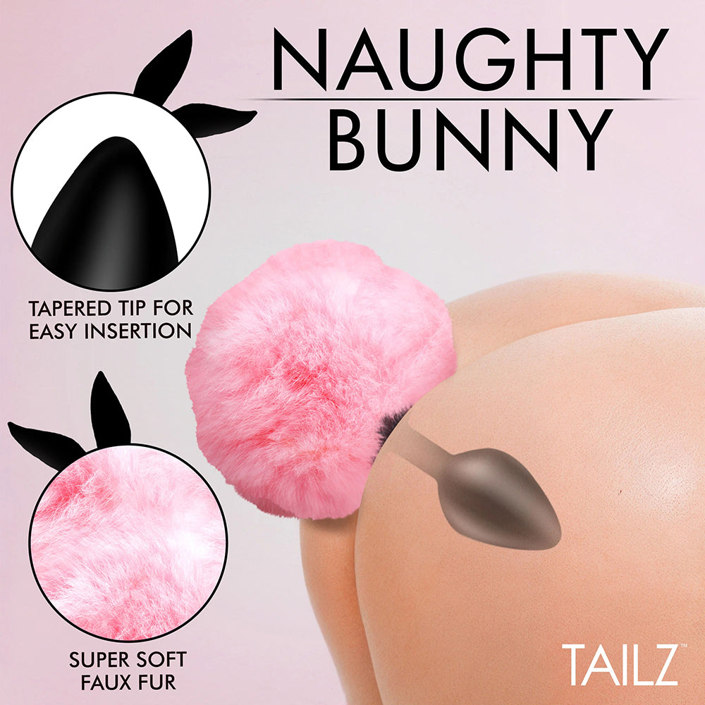 XR BRANDS - TAILZ FLUFFY BUNNY TAIL SILICONE PLUG PINK