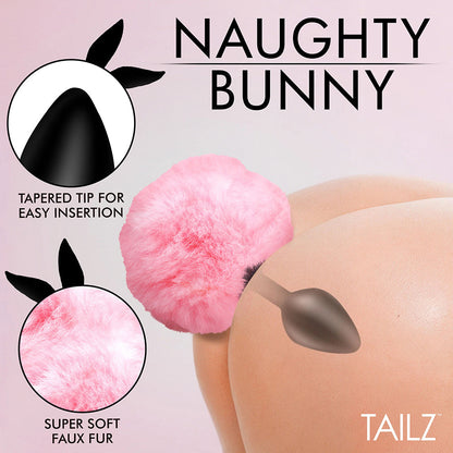 XR BRANDS - TAILZ FLUFFY BUNNY TAIL SILICONE PLUG PINK