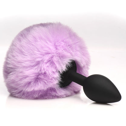 XR BRANDS - TAILZ FLUFFY BUNNY TAIL SILICONE PLUG PURPLE