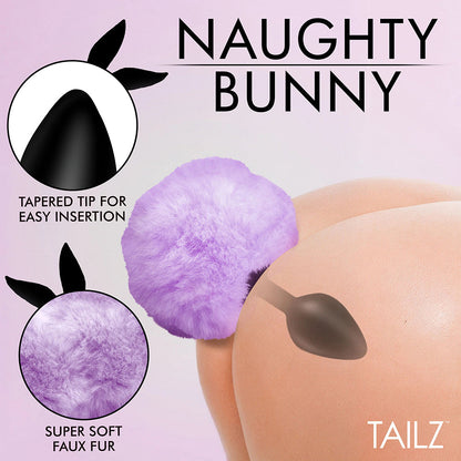 XR BRANDS - TAILZ FLUFFY BUNNY TAIL SILICONE PLUG PURPLE