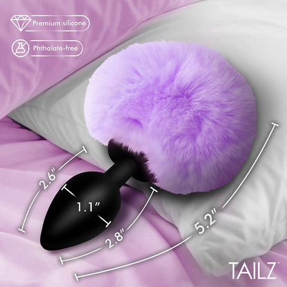 XR BRANDS - TAILZ FLUFFY BUNNY TAIL SILICONE PLUG PURPLE