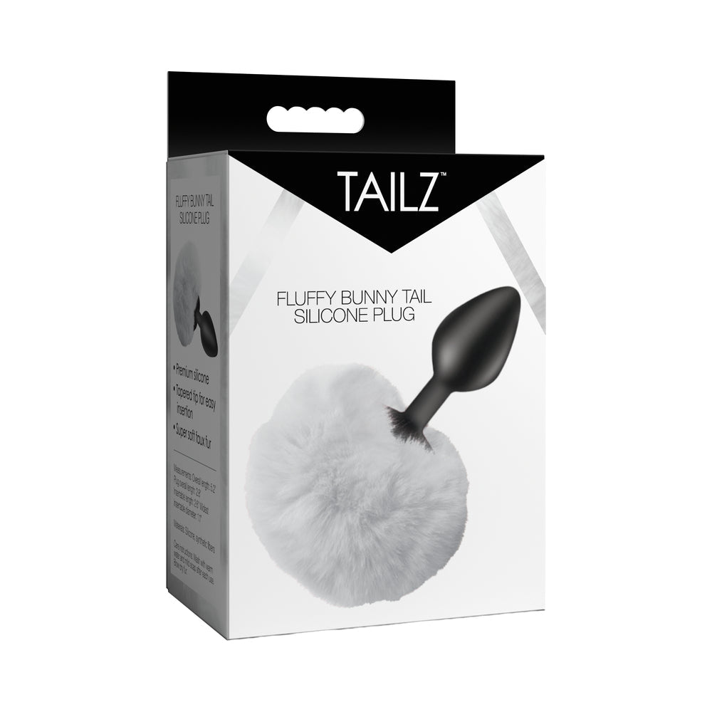 XR BRANDS - TAILZ FLUFFY BUNNY TAIL SILICONE PLUG WHITE