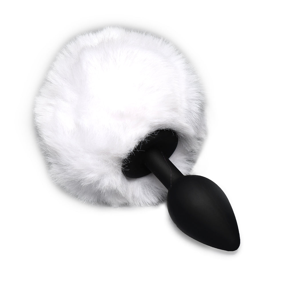 XR BRANDS - TAILZ FLUFFY BUNNY TAIL SILICONE PLUG WHITE