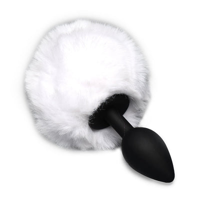 XR BRANDS - TAILZ FLUFFY BUNNY TAIL SILICONE PLUG WHITE