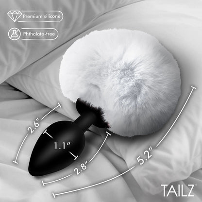XR BRANDS - TAILZ FLUFFY BUNNY TAIL SILICONE PLUG WHITE