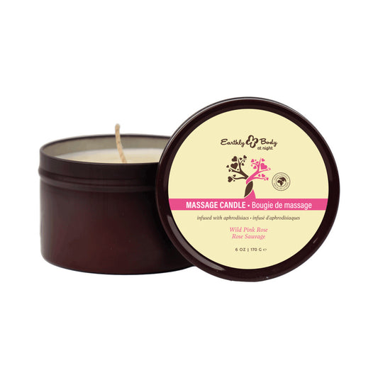 EARTHLY BODY - AT NIGHT APHRODISIAC COLLECTION CANDLE WILD PINK ROSE 6 OZ.