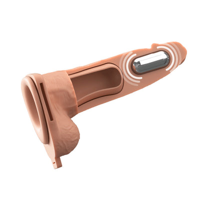 PIPEDREAM - FANTASY X-TENSIONS ELITE VIBRATING HOLLOW SILICONE STRAP-ON 6 IN. LIGHT
