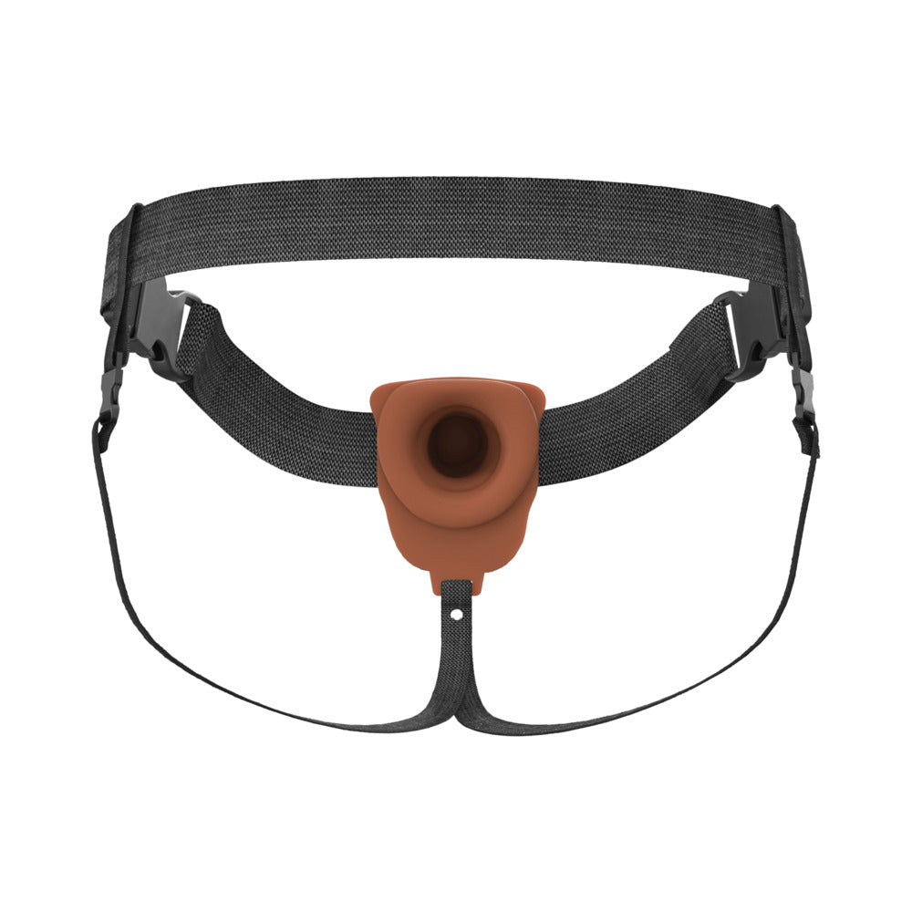 PIPEDREAM - FANTASY X-TENSIONS ELITE VIBRATING HOLLOW SILICONE STRAP-ON 6 IN. BROWN