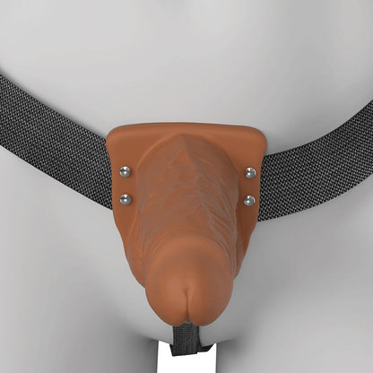 PIPEDREAM - FANTASY X-TENSIONS ELITE VIBRATING HOLLOW SILICONE STRAP-ON 6 IN. BROWN