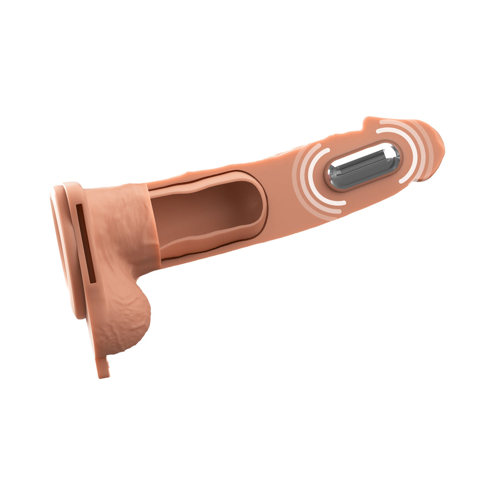 PIPEDREAM - FANTASY X-TENSIONS ELITE VIBRATING HOLLOW SILICONE STRAP-ON 7 IN. LIGHT