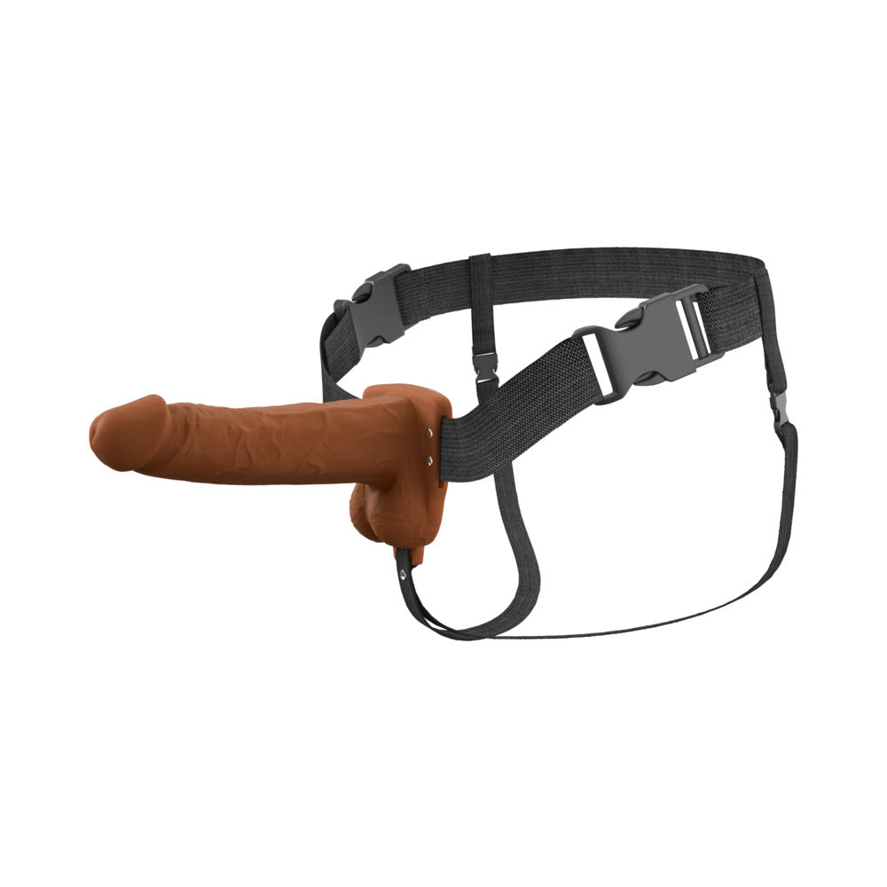 PIPEDREAM - FANTASY X-TENSIONS ELITE VIBRATING HOLLOW SILICONE STRAP-ON 7 IN. BROWN