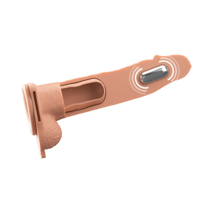 PIPEDREAM - FANTASY X-TENSIONS ELITE VIBRATING HOLLOW SILICONE STRAP-ON 8 IN. LIGHT