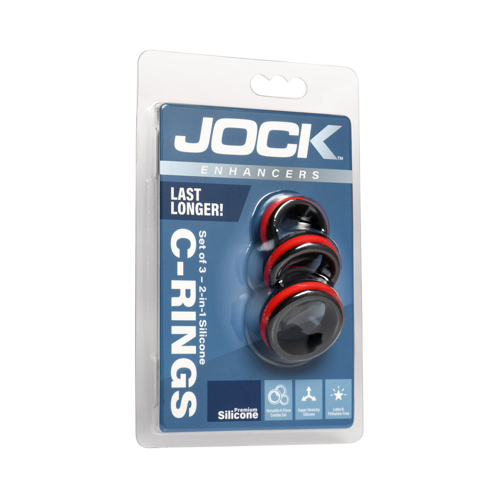 CURVE NOVELTIES - JOCK ENHANCERS SET OF 3 - 2-IN-1 SILICONE C-RINGS