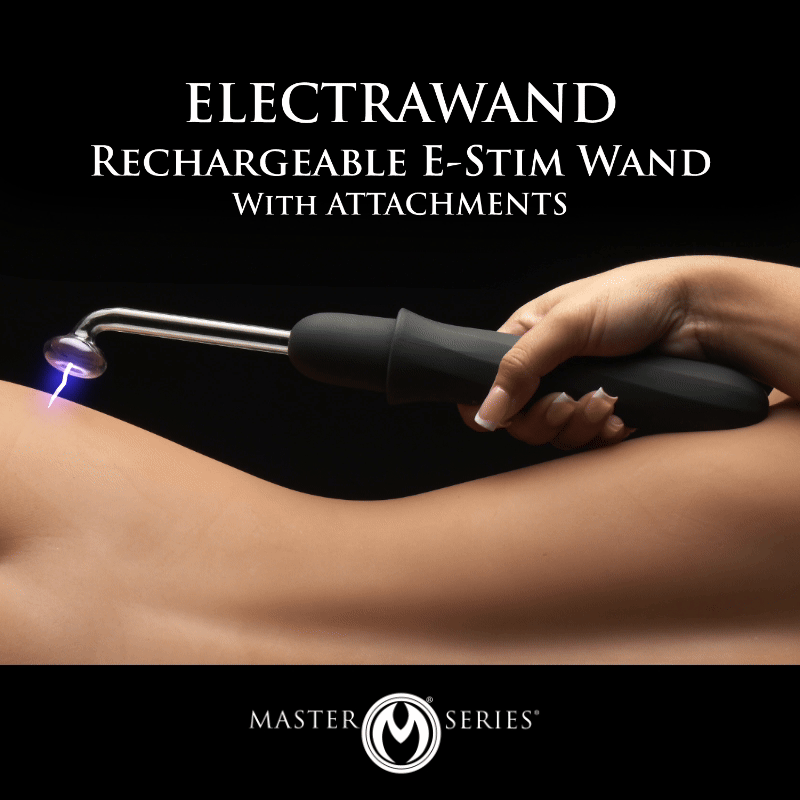 XR BRANDS - MASTER SERIES ELEKTRAWAND RECHARGEABLE E-STIM WAND WITH ATTACHMENTS BLACK