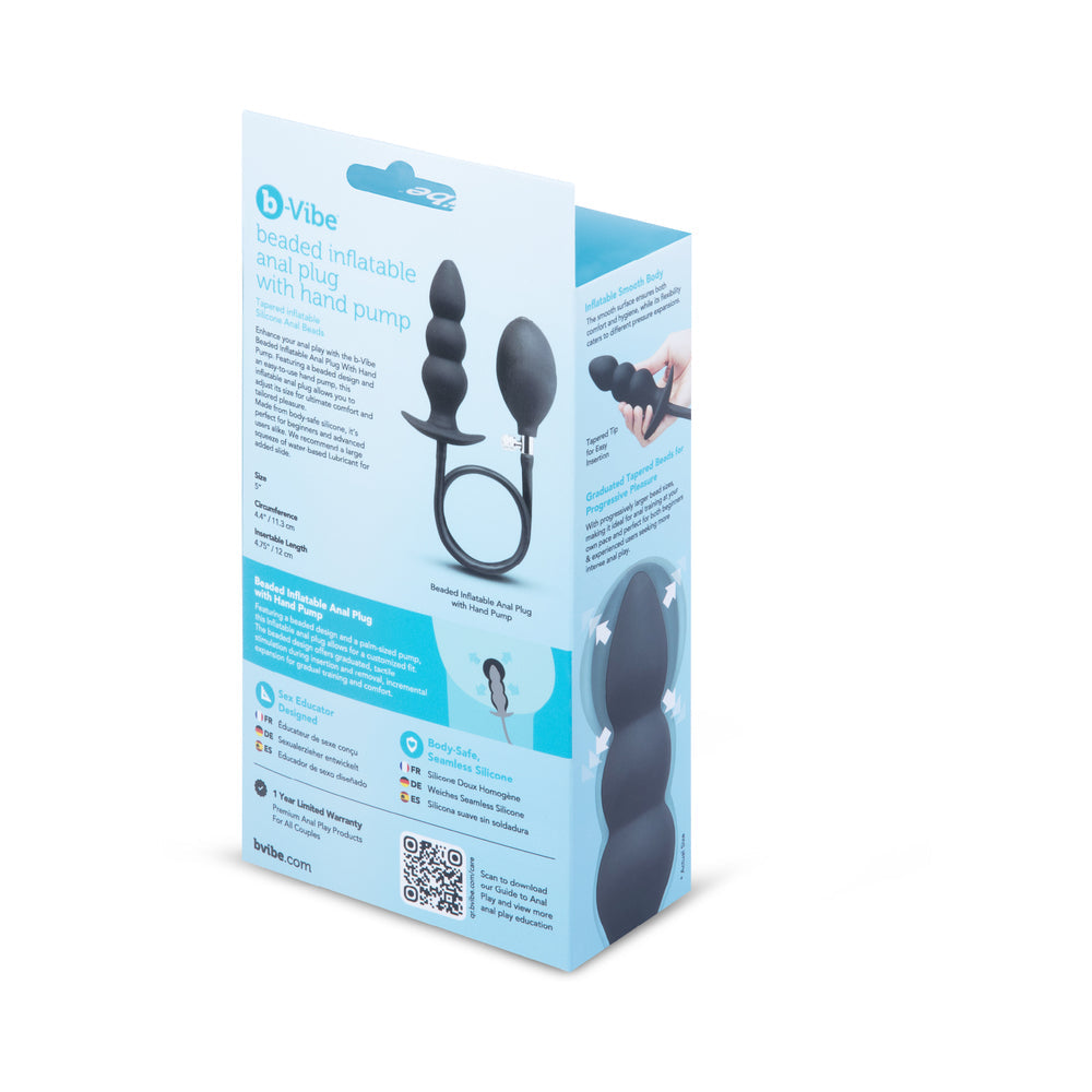 B-VIBE - TAPÓN ANAL HINCHABLE CON CUENTAS Y BOMBA DE MANO