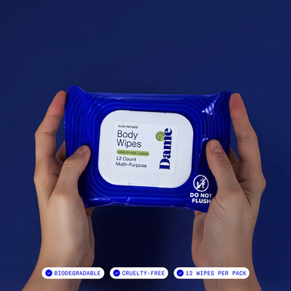 DAME - BODY WIPES 12CT ALOE & CUCUMBER