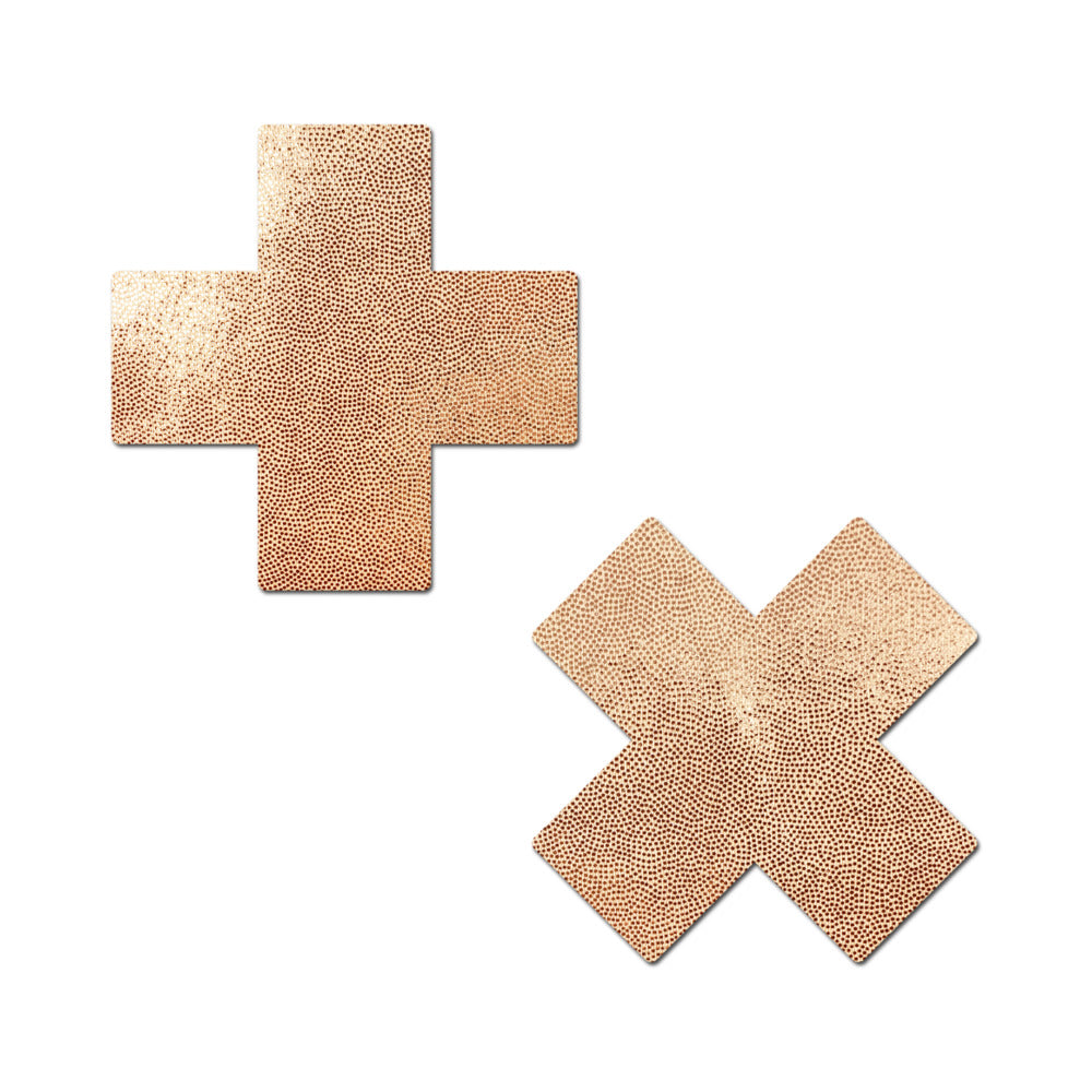 PASTEASE - EVERYDAY REUSABLE PASTIES ROSE GOLD VEGAN LUXURY SUEDE CROSS NIPPLE COVERS