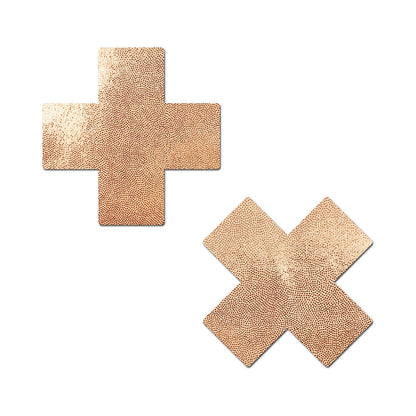 PASTEASE - EVERYDAY REUSABLE PASTIES ROSE GOLD VEGAN LUXURY SUEDE CROSS NIPPLE COVERS
