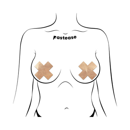 PASTEASE - EVERYDAY REUSABLE PASTIES ROSE GOLD VEGAN LUXURY SUEDE CROSS NIPPLE COVERS