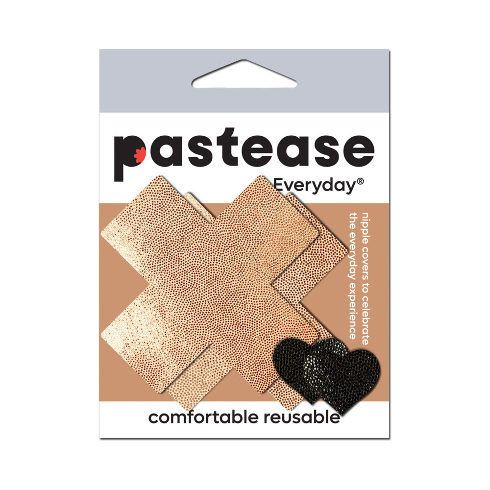 PASTEASE - EVERYDAY REUSABLE PASTIES ROSE GOLD VEGAN LUXURY SUEDE CROSS NIPPLE COVERS