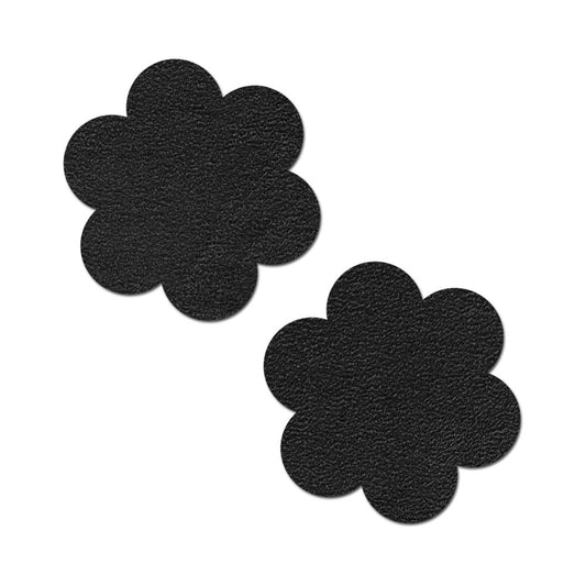 PASTEASE - EVERYDAY REUSABLE PASTIES ONYX FLAT BLACK VEGAN SUEDE FLOWER NIPPLE COVERS